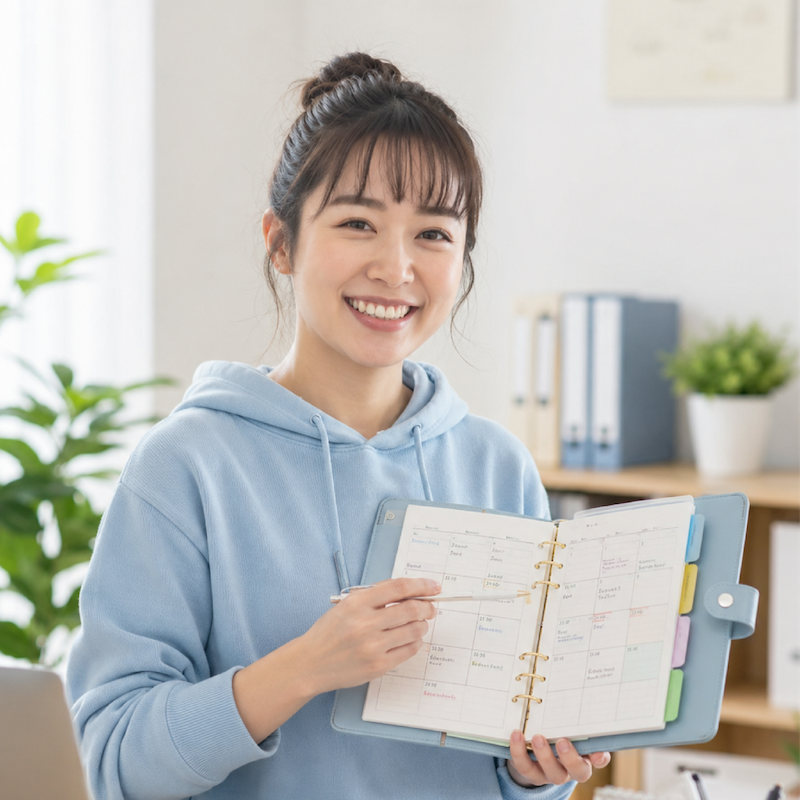 訪問日時を調整するスタッフ